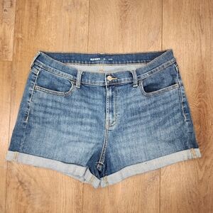 Old Navy Denim Shorts Mid-Rise Cuffed Stretch Blue Denim Casual Women's size 10